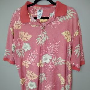 Brigata Hawaiian Print Floral Polo Short Men's XL